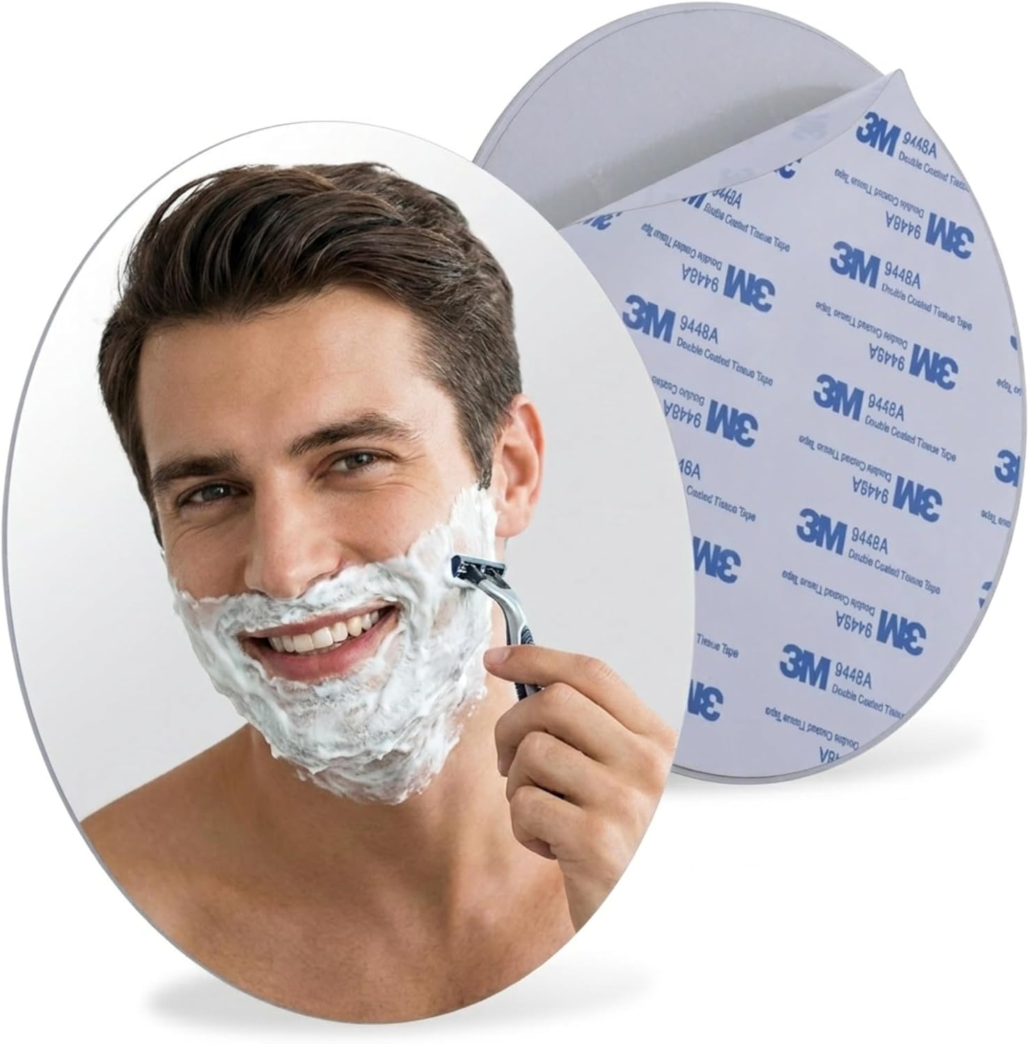 Sticky 3M Adhesive Anti-Fog Shaving Mirror (Round)