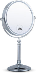 15X / 1X Magnifying Makeup Mirror with Stand, 12" x 6" (Chrome) - MVT6AA15X - 20 Units Per Carton