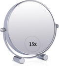 Small 15X Magnifying Tabletop Mirror, Portable, 6" x 6.7" (Chrome) - MVS6AA15X - 20 Units Per Carton