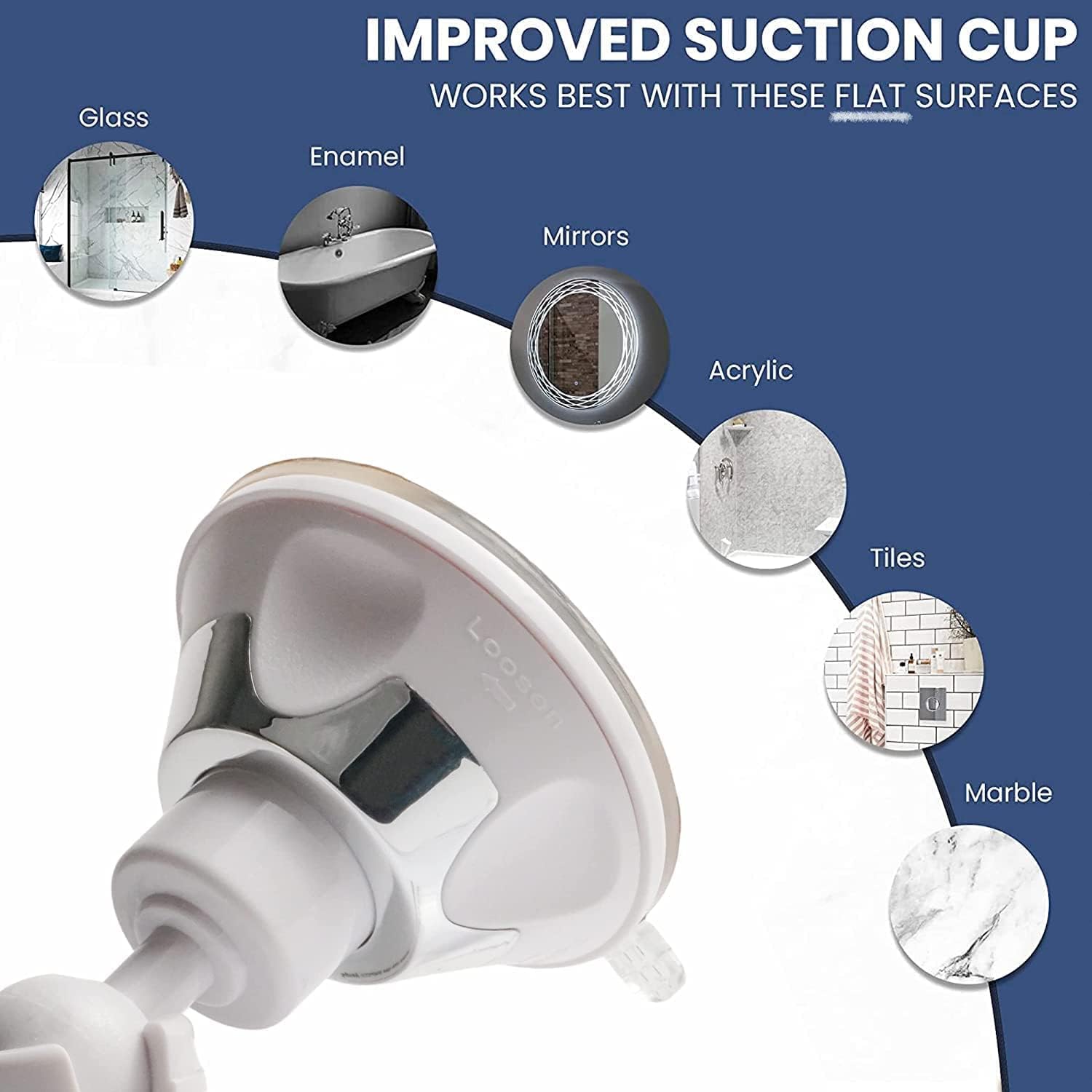 Round Fogless Shower Mirror with Suction Mount (White) - MVCF67WH1X - 36 Units Per Carton
