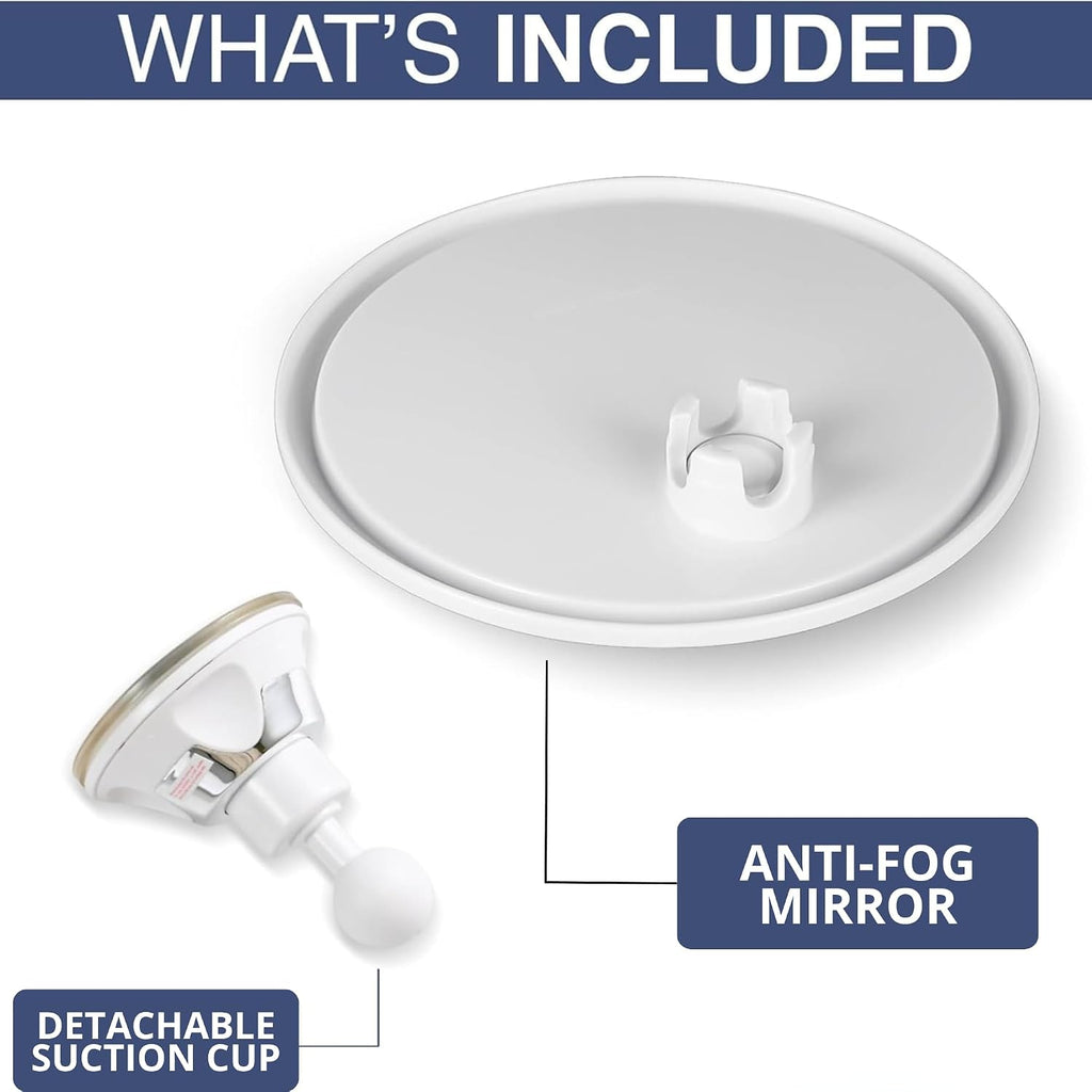 Round Fogless Shower Mirror for Shaving, 6.7" x 6.7" (White)
