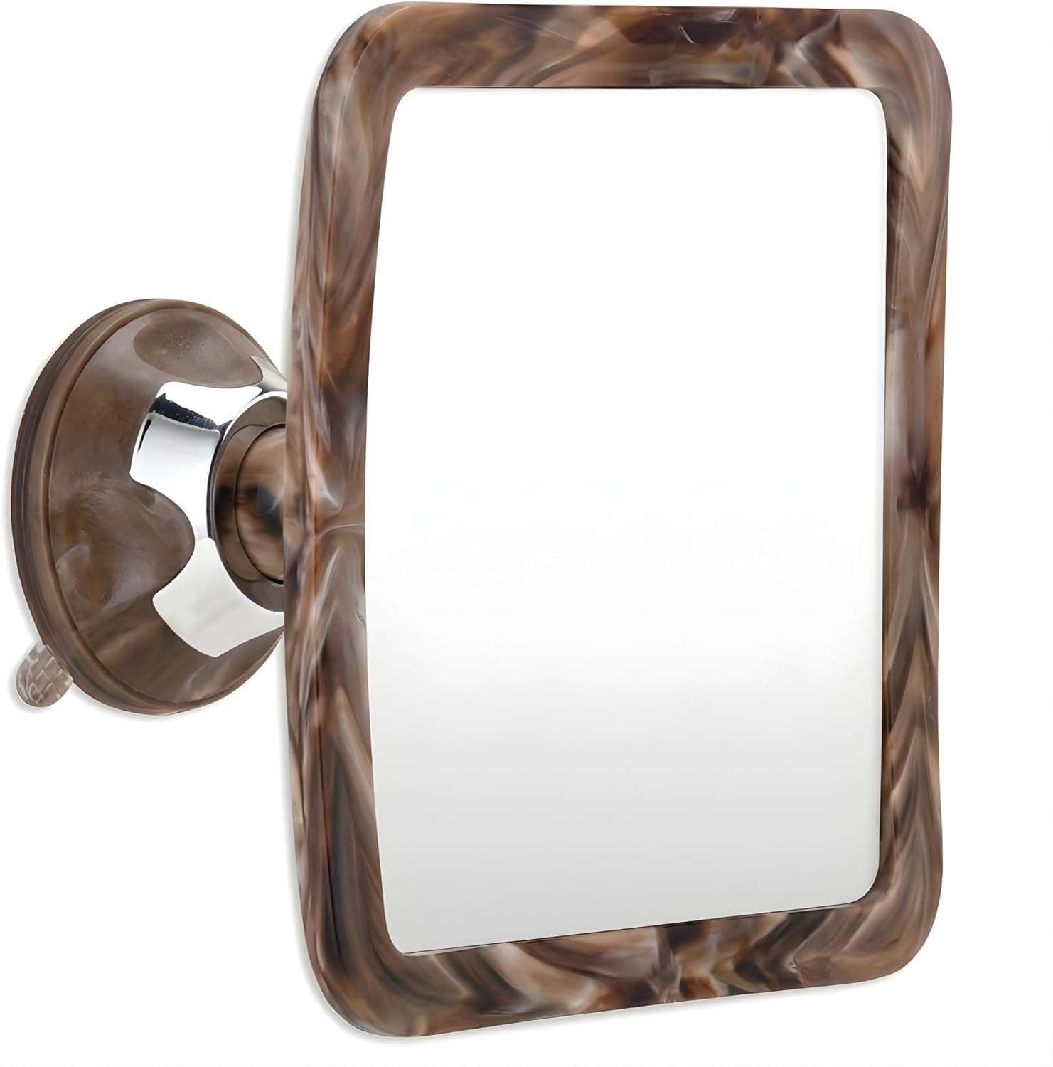 Fogless Shower Mirror for Shaving with Suction Mount (Cocoa Marble Print)