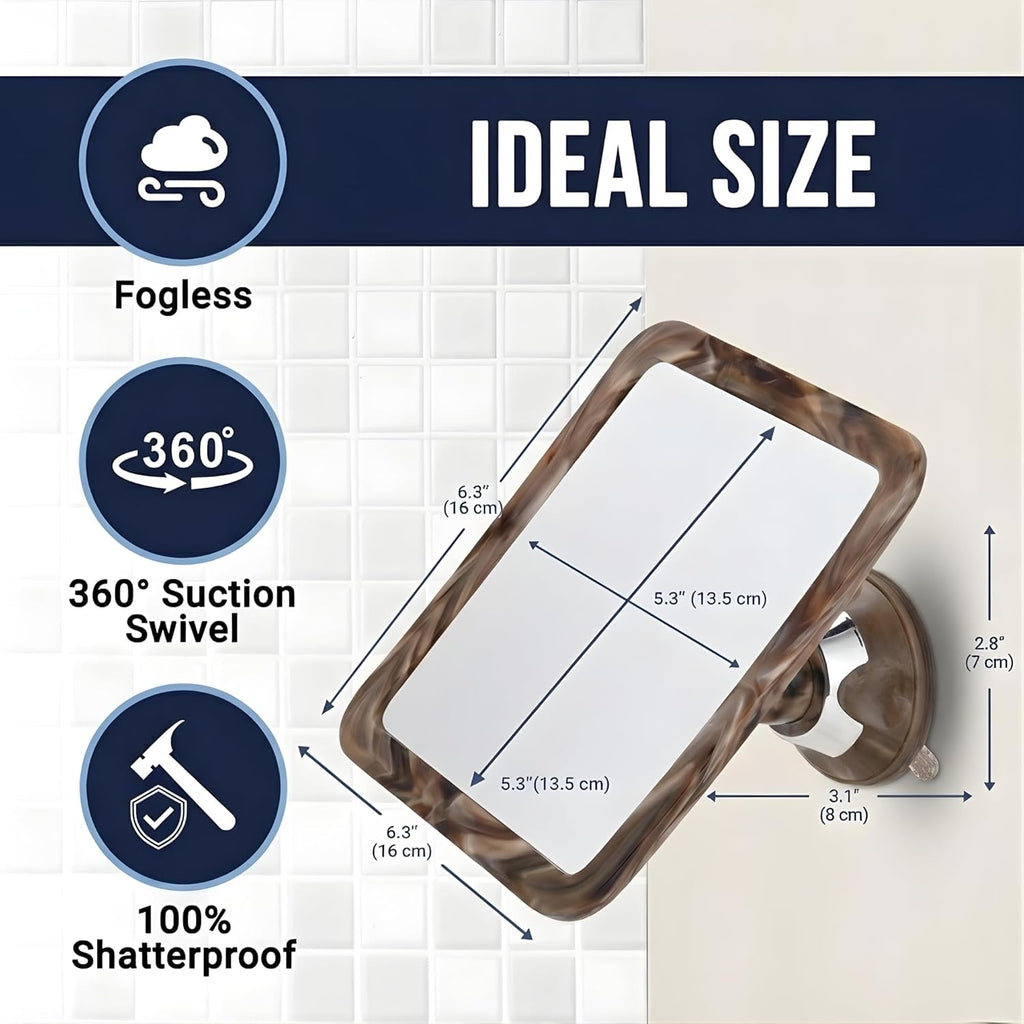 Fogless Shower Mirror with Suction Mount (Cocoa Marble) - MVSF63BP1X - Case Pack of 36