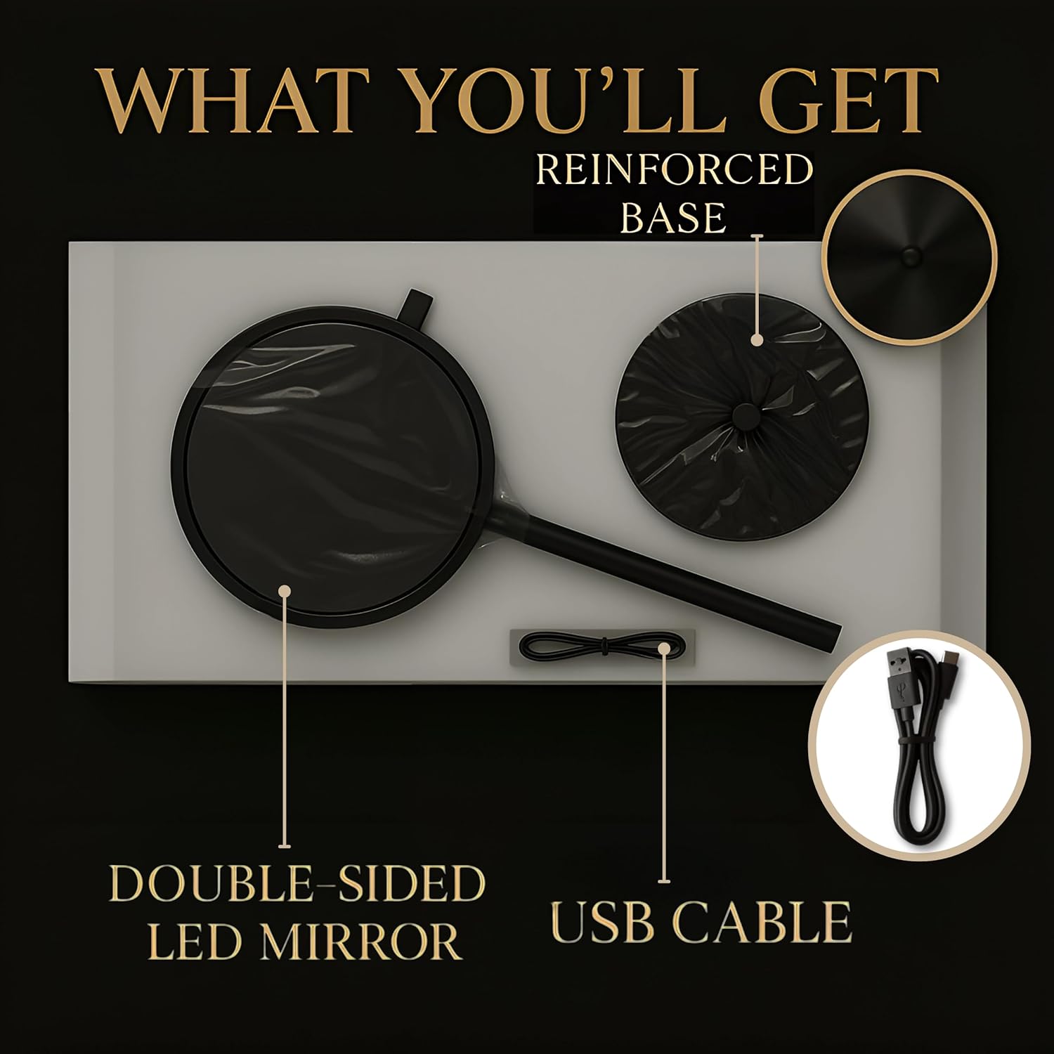 Lighted 20X/1X Magnifying Tabletop Makeup Mirror, 8" Wide (Black)