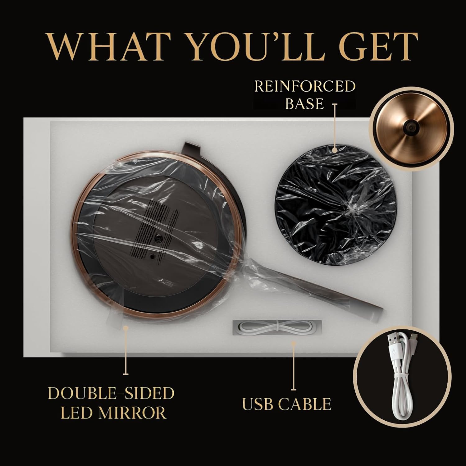 Lighted 15X/1X Magnifying Tabletop Makeup Mirror, 8" Wide (Bronze)