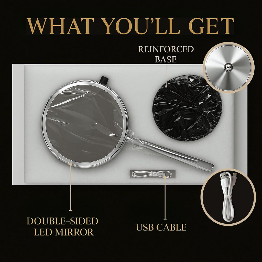 Lighted 15X/1X Magnifying Tabletop Makeup Mirror, 8" Wide (Chrome)