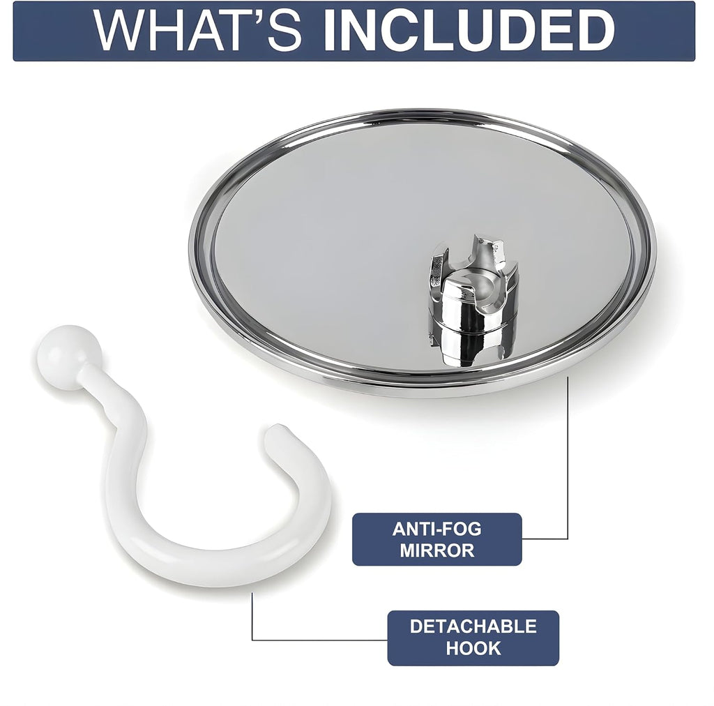 Hangable Fogless Shower Mirror, 360° Swivel Hook, 6.7" (Chrome)
