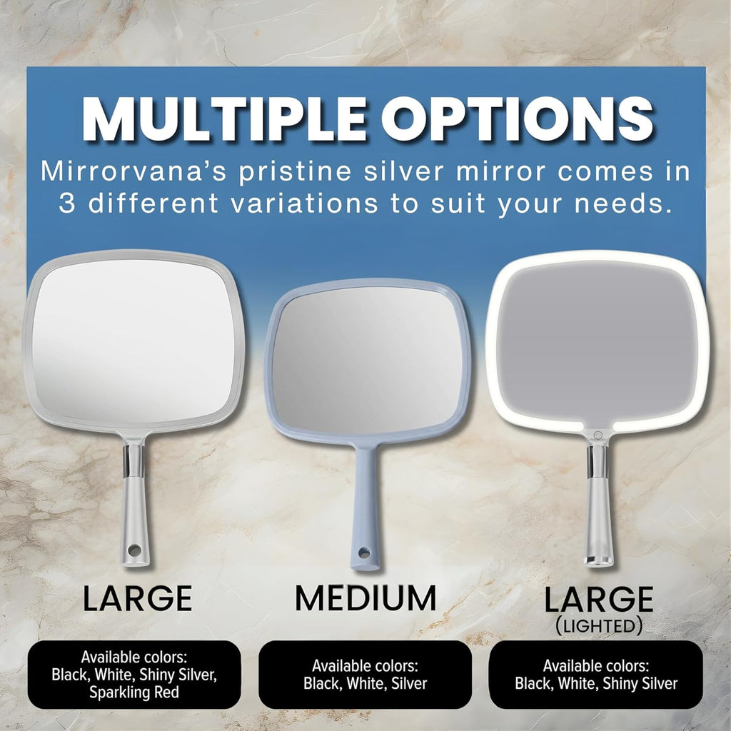 Portable Hand Mirror with Flat Handle (Silver) - MVHH68SS1X - Case Pack of 48