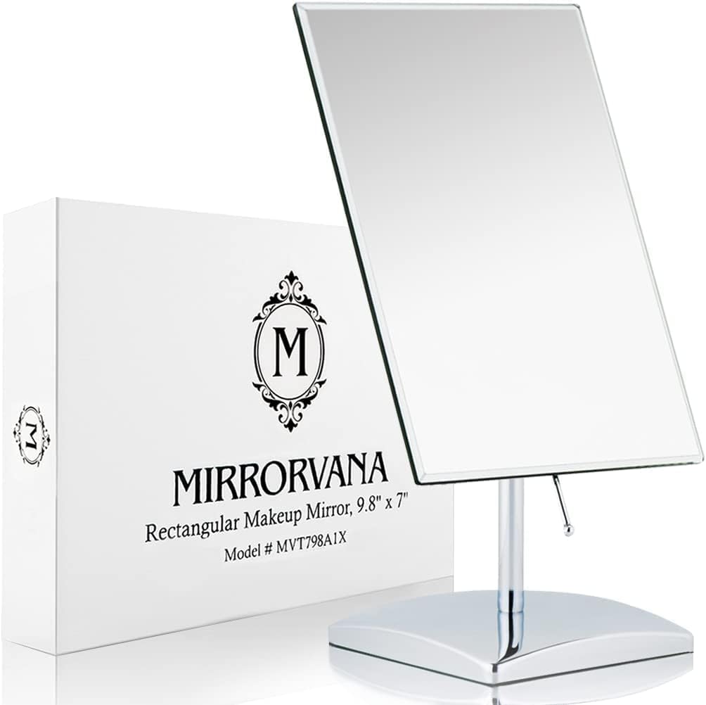 Large Tabletop Face Mirror in Gift Box, Non-magnifying (Chrome)