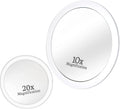 20X & 10X Magnifying Mirror Set, 3 Suction Cups Each, 6" & 4"