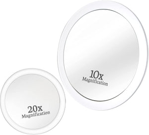 20X & 10X Magnifying Mirror Set, 3 Suction Cups Each, 6