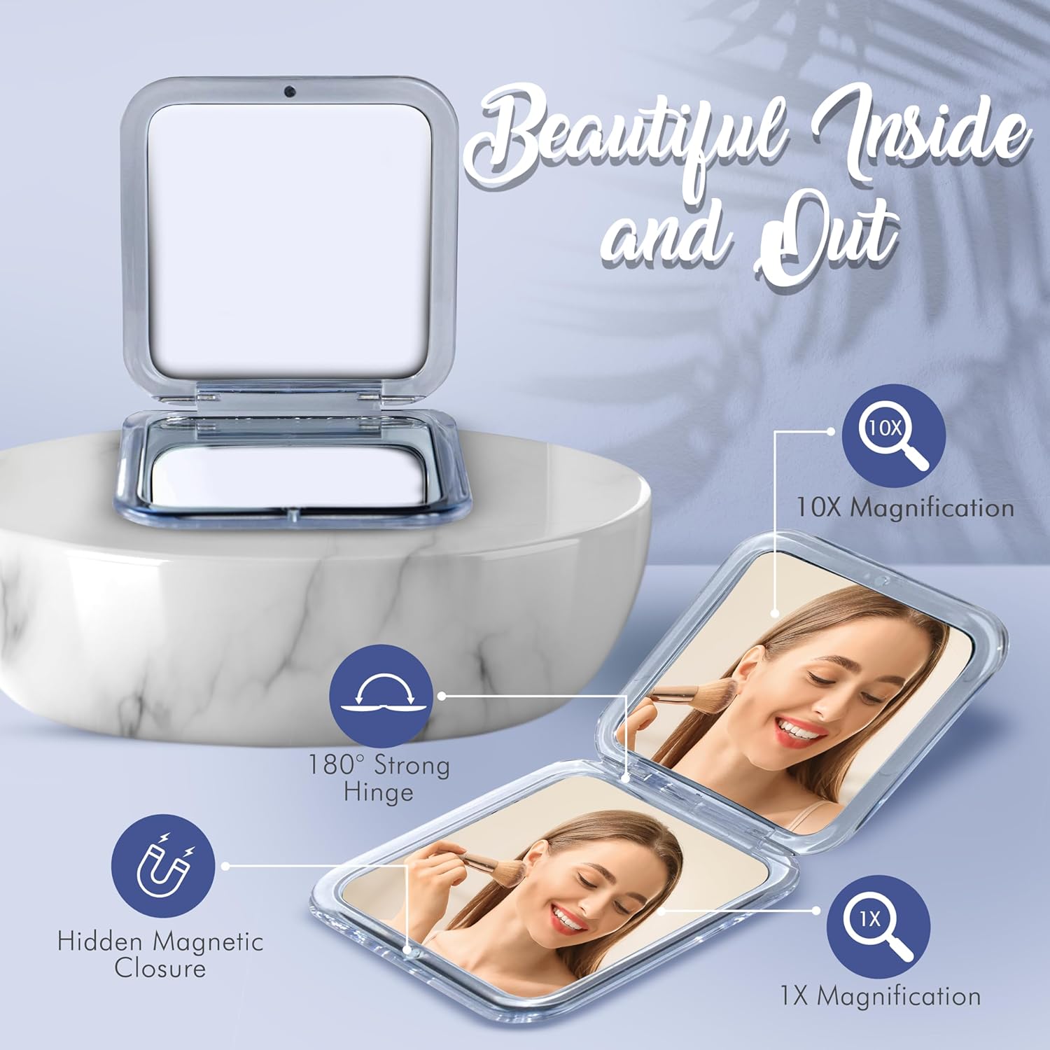10X Square Magnifying Compact Mirror (Silver)