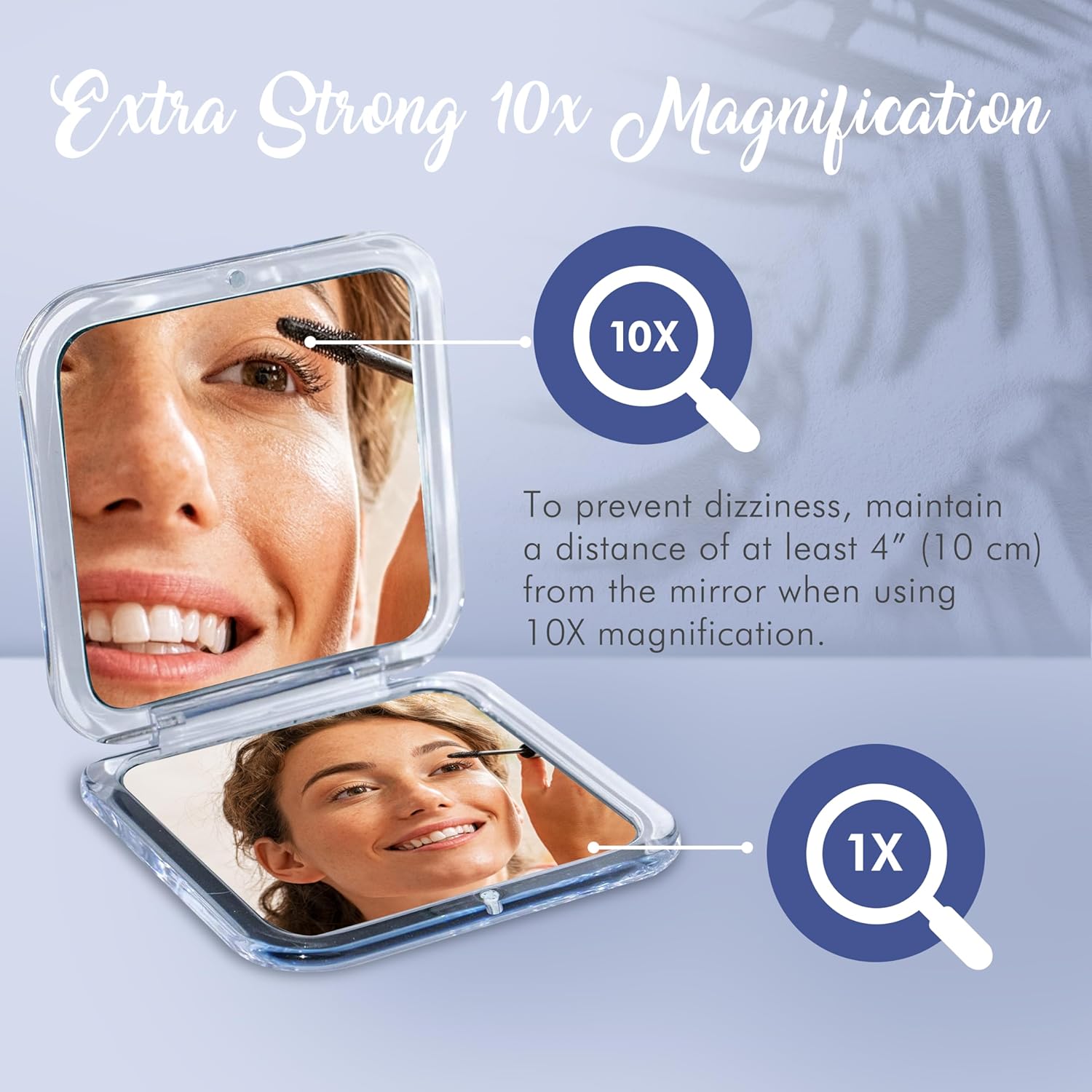 10X Square Magnifying Compact Mirror (Silver)