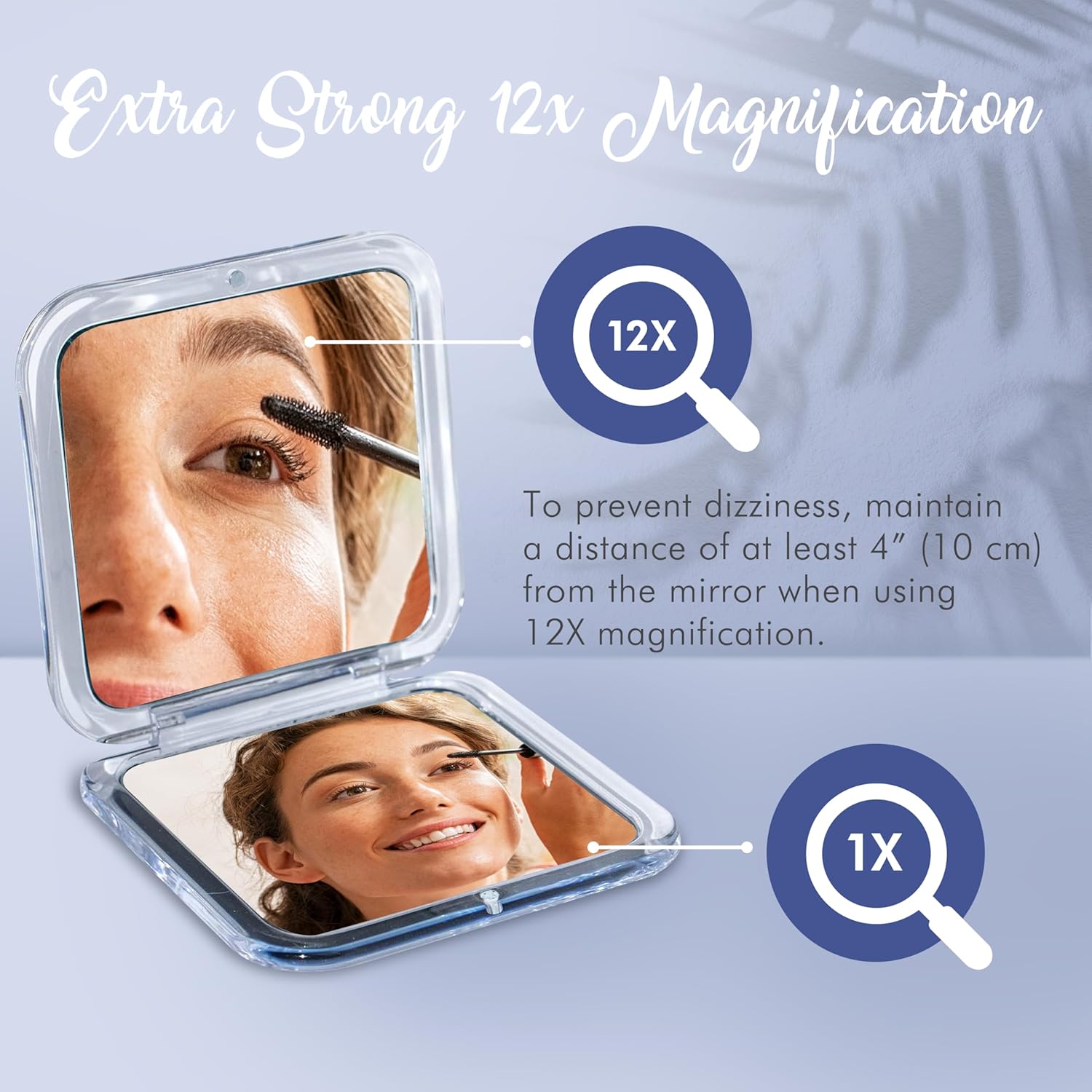 12X Square Magnifying Compact Mirror (Silver)