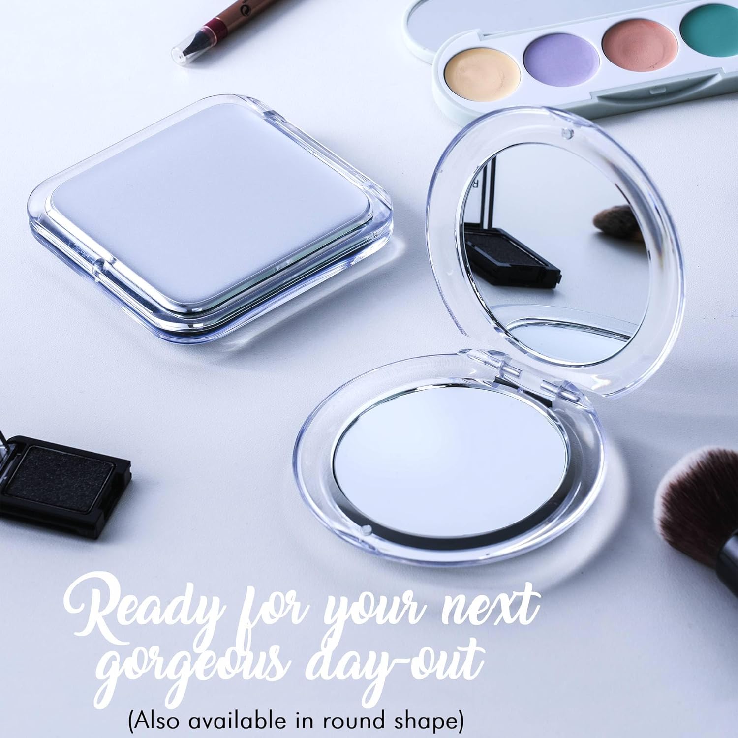 12X Square Magnifying Compact Mirror (Silver)
