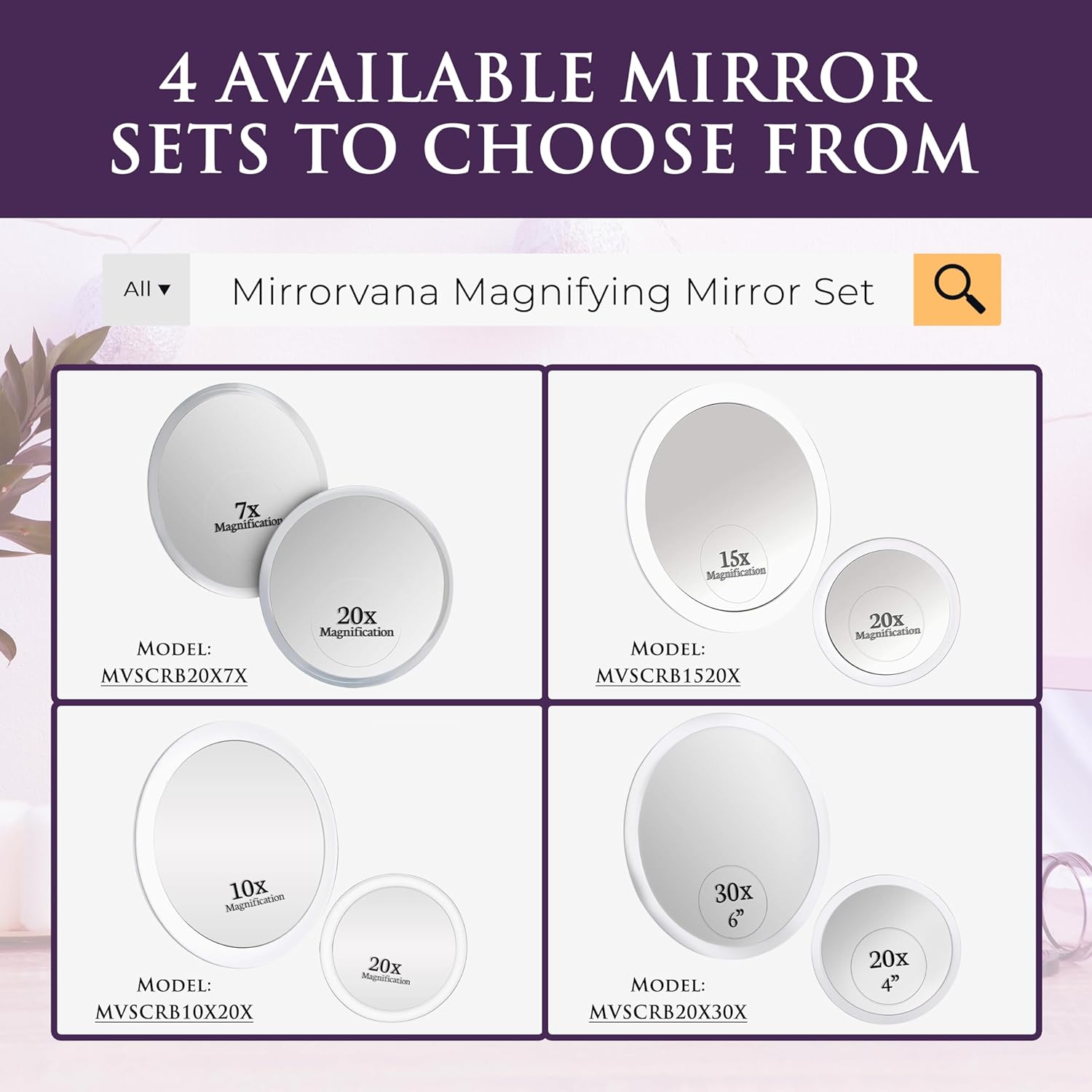 15X & 20X Magnifying Makeup Mirror Set