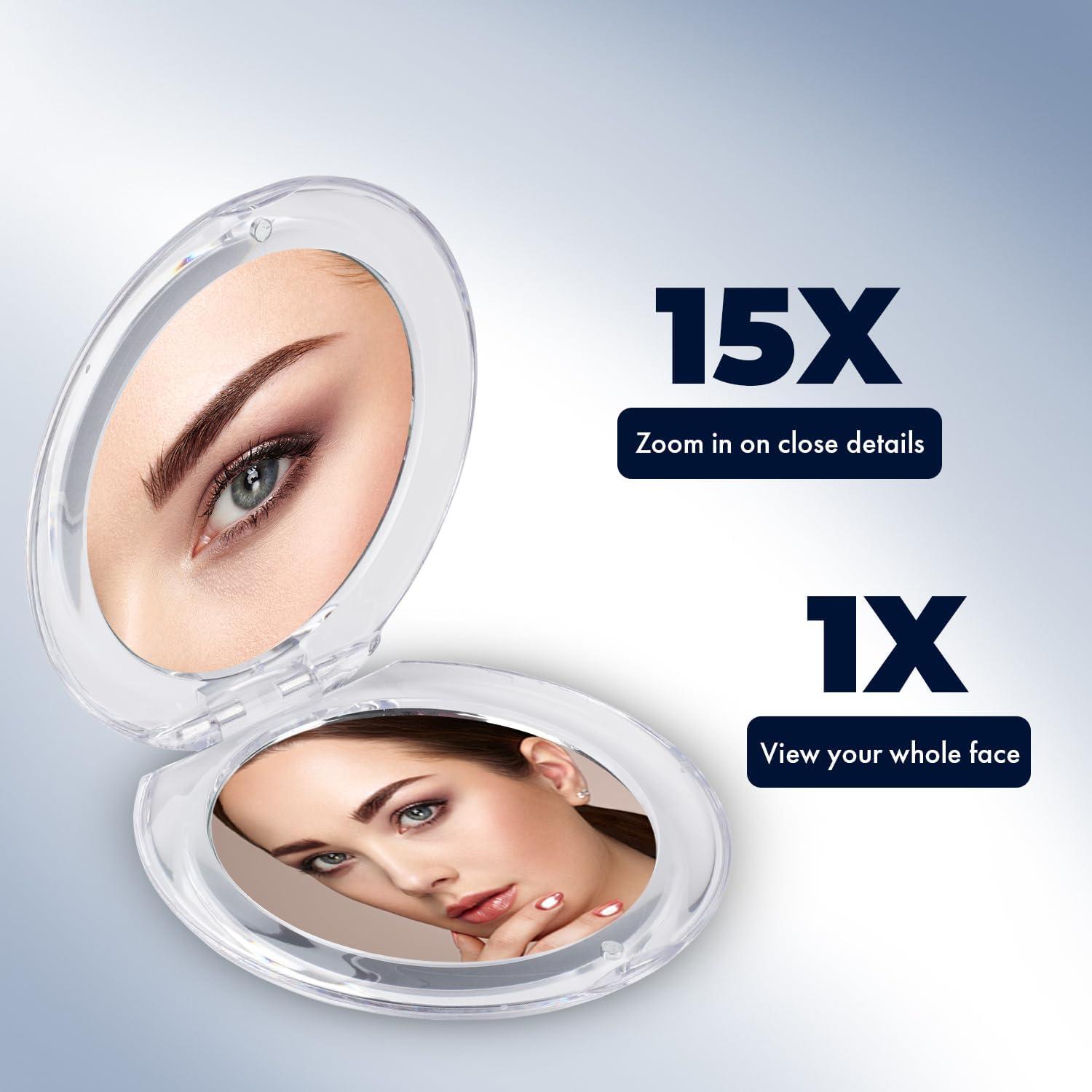 15X Round Magnifying Compact Mirror (Silver)