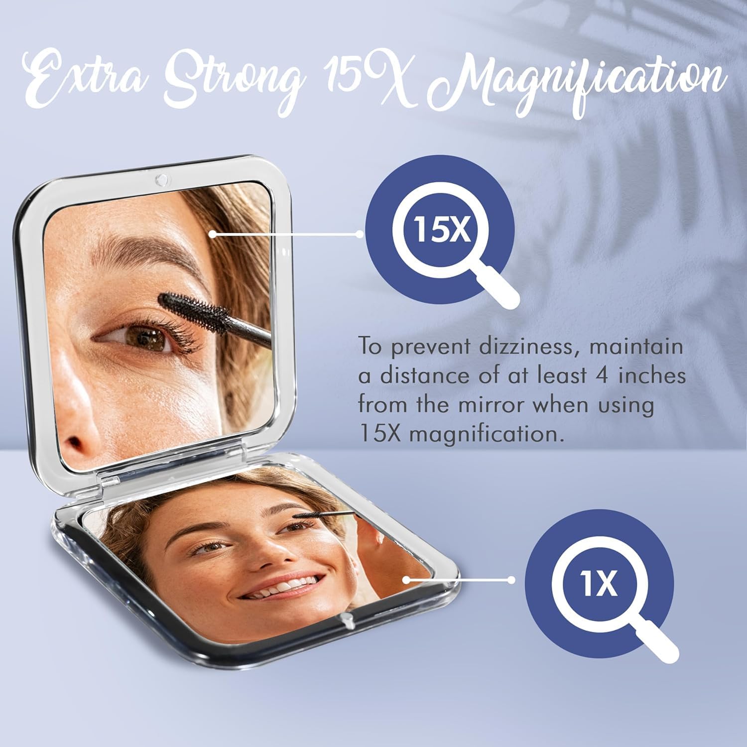 15X Square Magnifying Compact Mirror (Black)