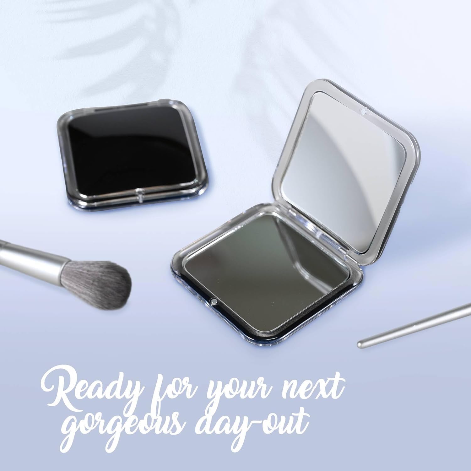 15X Square Magnifying Compact Mirror (Black)