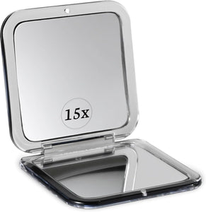 15X Square Magnifying Compact Mirror (Black)