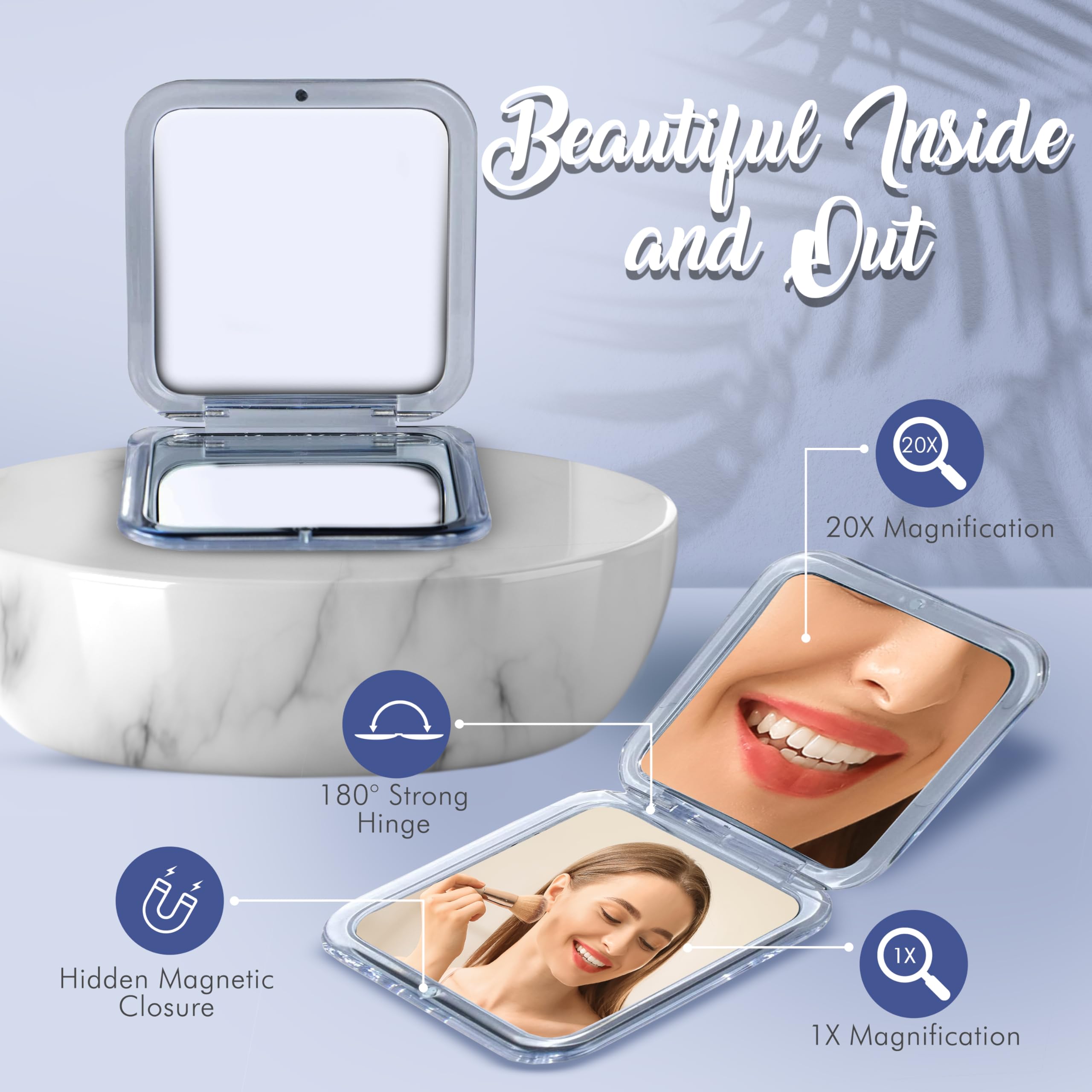 20X Square Magnifying Compact Mirror (Silver)