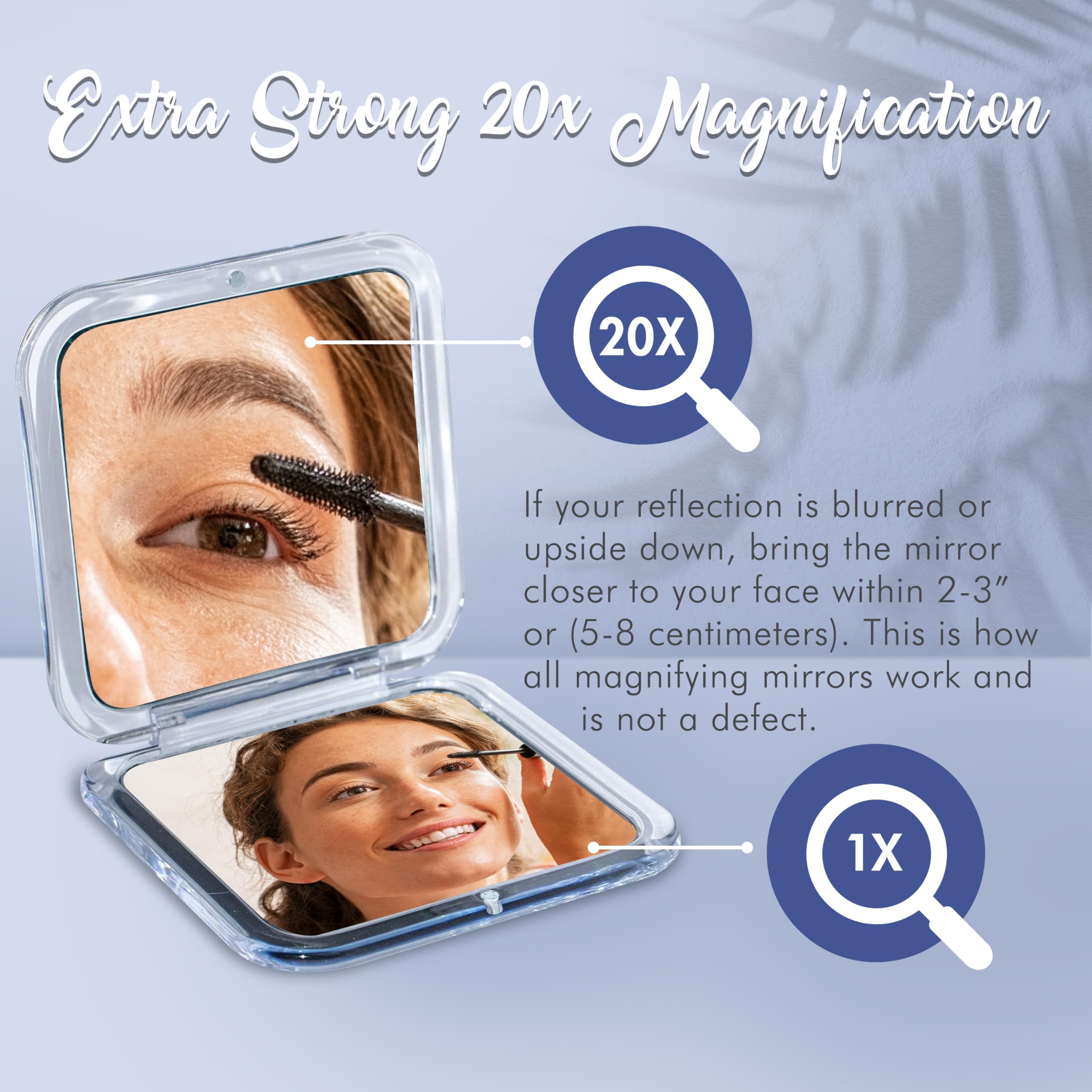 20X Square Magnifying Compact Mirror (Silver)