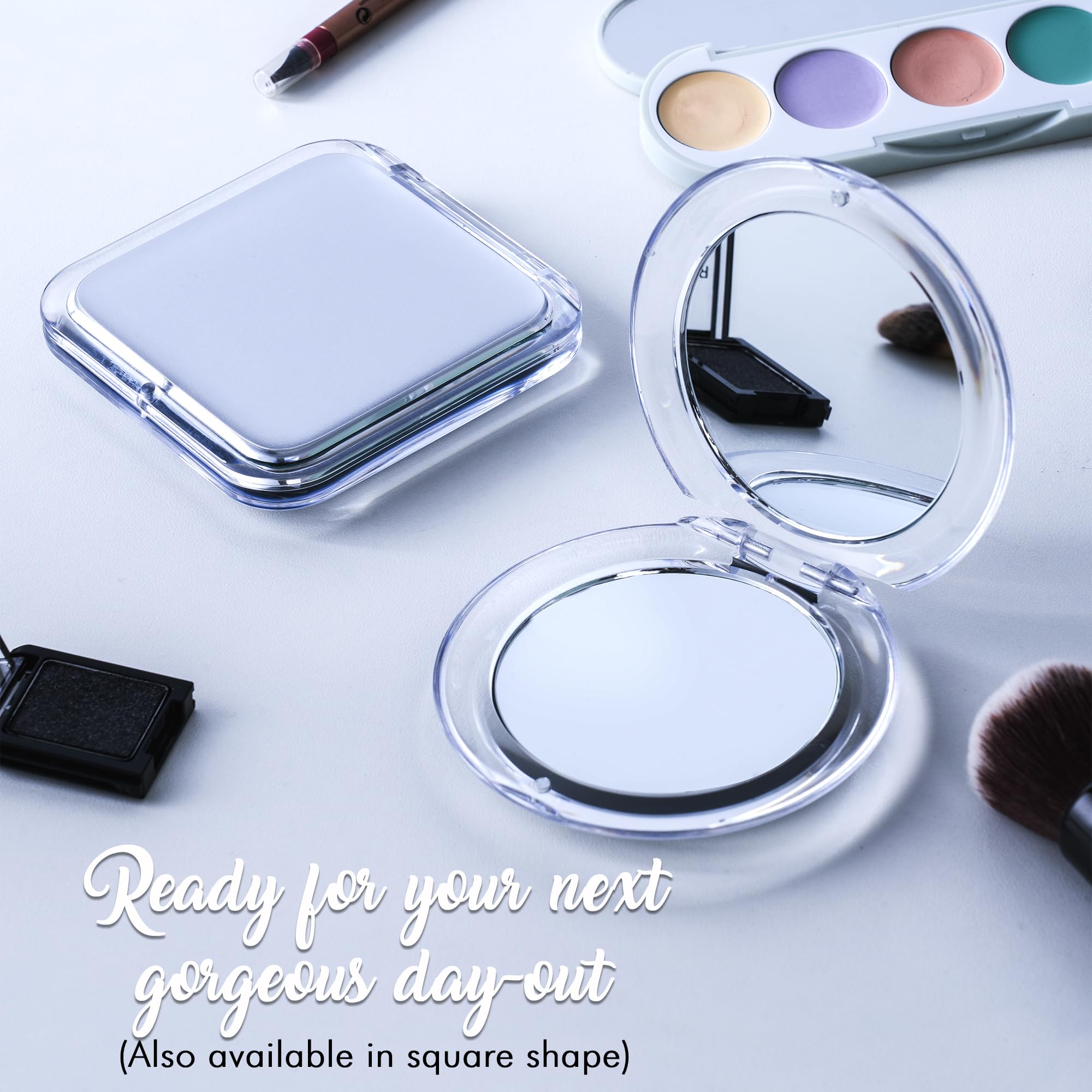 20X Square Magnifying Compact Mirror (Silver)