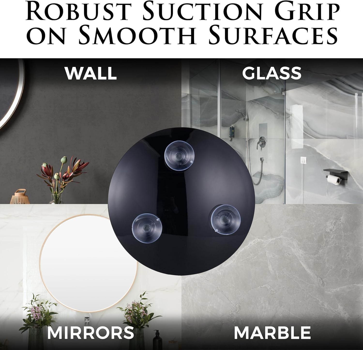 30X Magnifying Makeup Mirror with Suction Cups (Black)