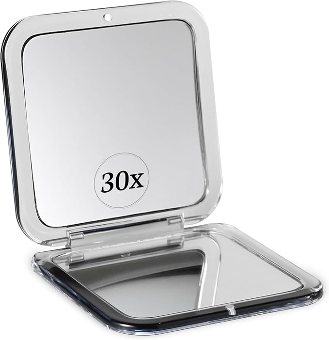 30X Square Magnifying Compact Mirror (Black)