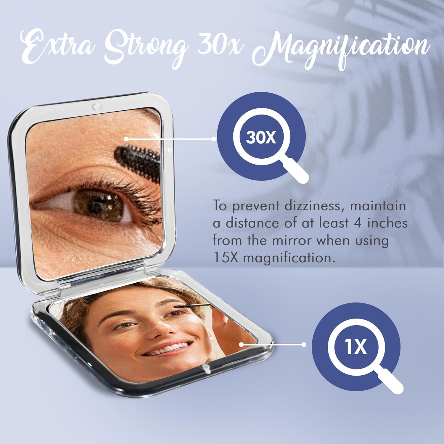30X Square Magnifying Compact Mirror (Black)