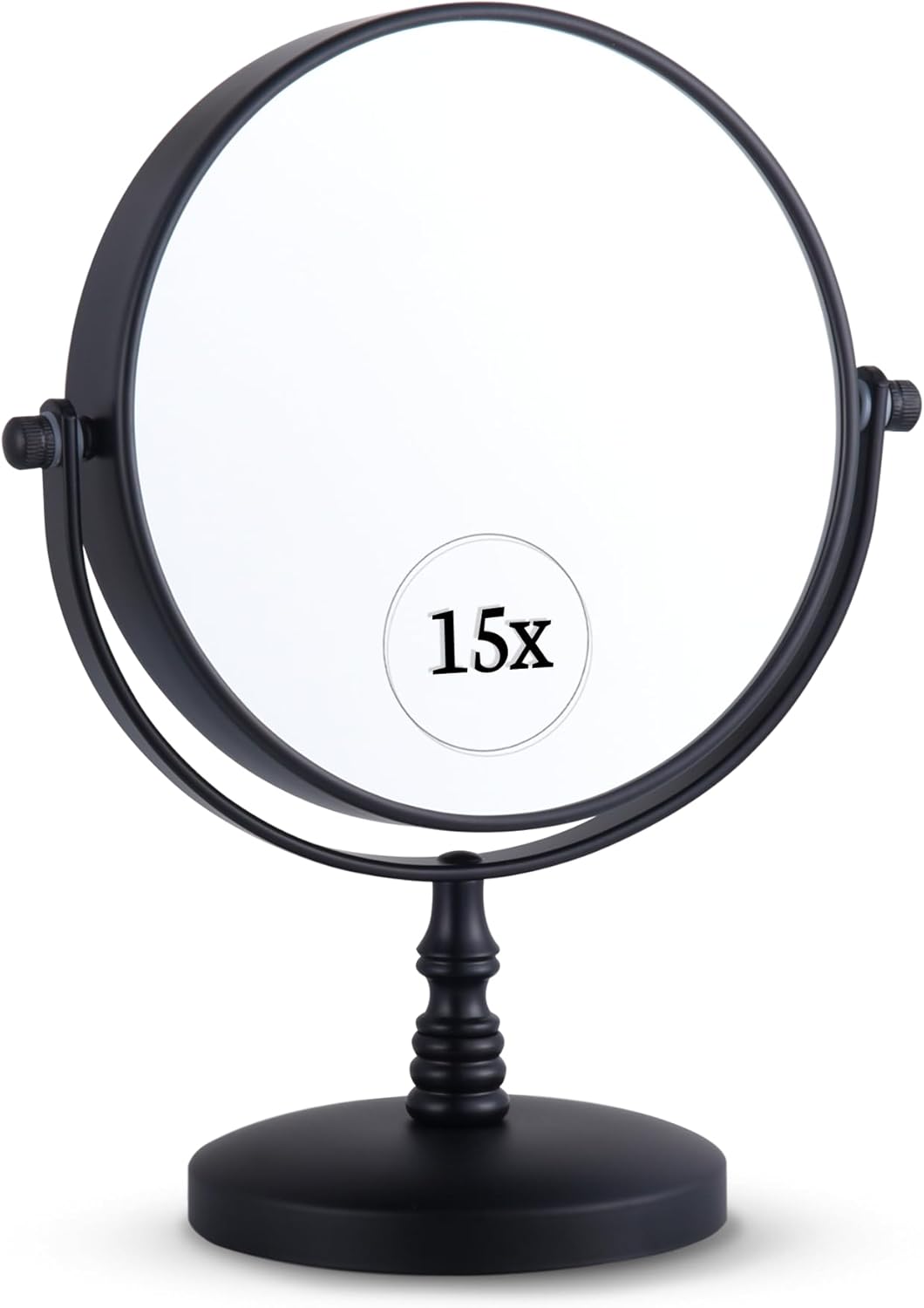 15X/1X Magnifying Tabletop Mirror, 6" Wide and 9" Tall (Black)