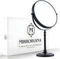 Double-Sided 10X/1X Tabletop Makeup Mirror in Gift Box, 8" Wide (Black)