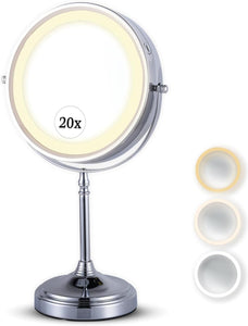 Lighted 20X/1X Magnifying Tabletop Makeup Mirror, 8