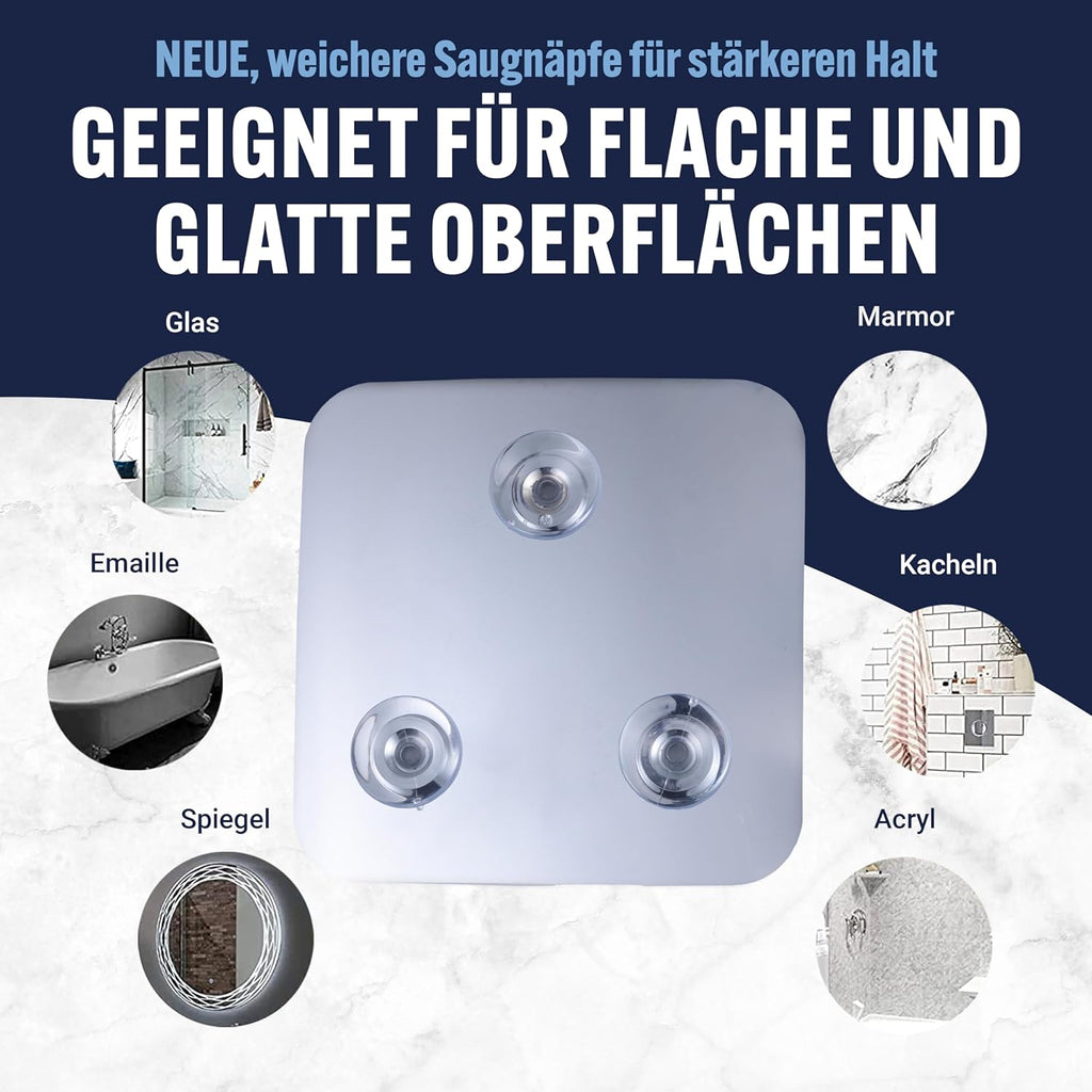 MIRRORVANA Small Fogless Shower Mirror for Travel - Square Design with Triple Suction Cups, Shatterproof Stick On Shaving Mirror for Bathroom and Travel Use - 5.3" x 5.3" (Chrome)