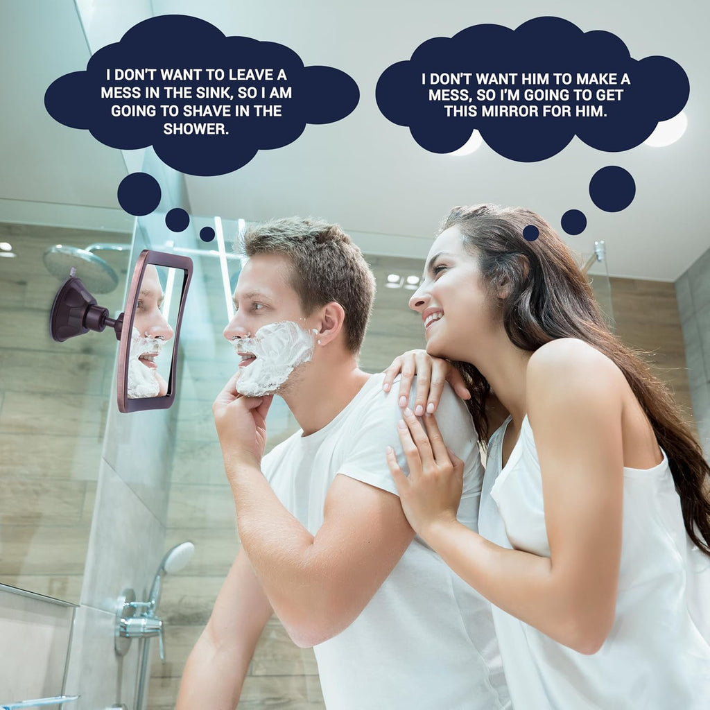 MIRRORVANA Fogless Shower Mirror for Shaving with Improved Suction and 360° Swivel - Unbreakable Fog Free Mirror for Men and Women - 6.3" x 6.3" (Bronze)