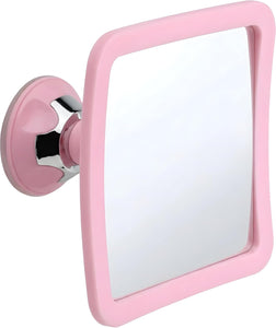 Fogless Shower Mirror for Skincare and Grooming with Suction Mount (Pink)