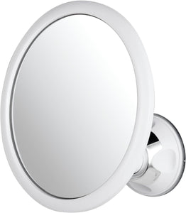 Round Fogless Shower Mirror with Suction Mount (White)