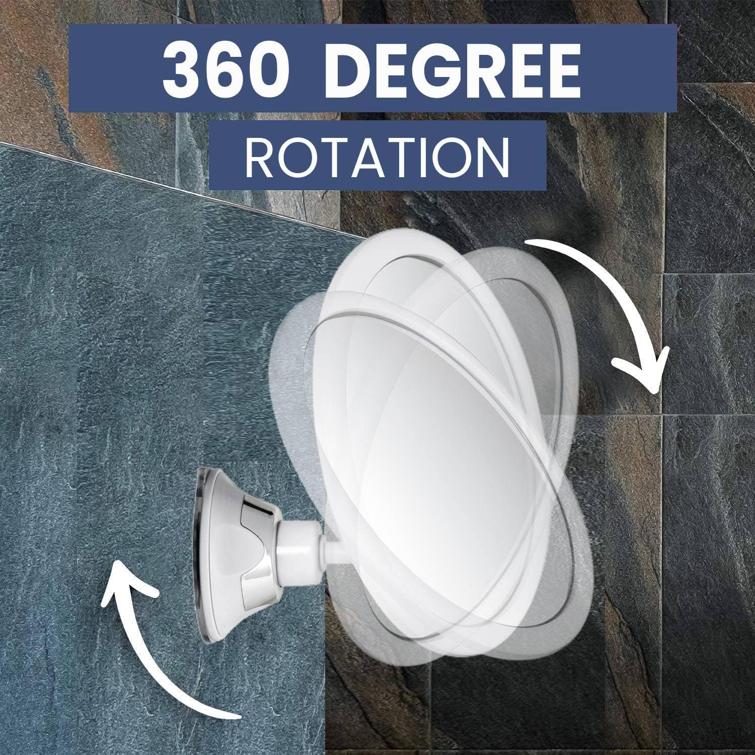 Round Fogless Shower Mirror with Suction Mount (White)