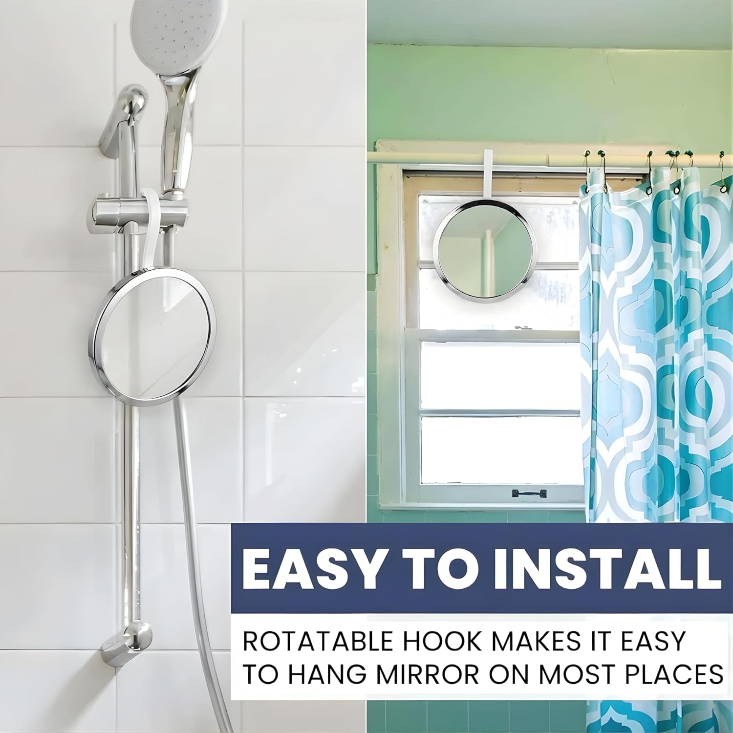 Round Hangable Fogless Shower Mirror (Chrome)