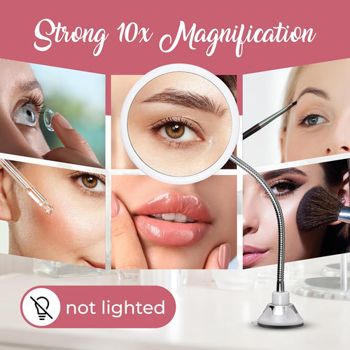 10X Magnifying Makeup Mirror with Flexible Gooseneck (Round)