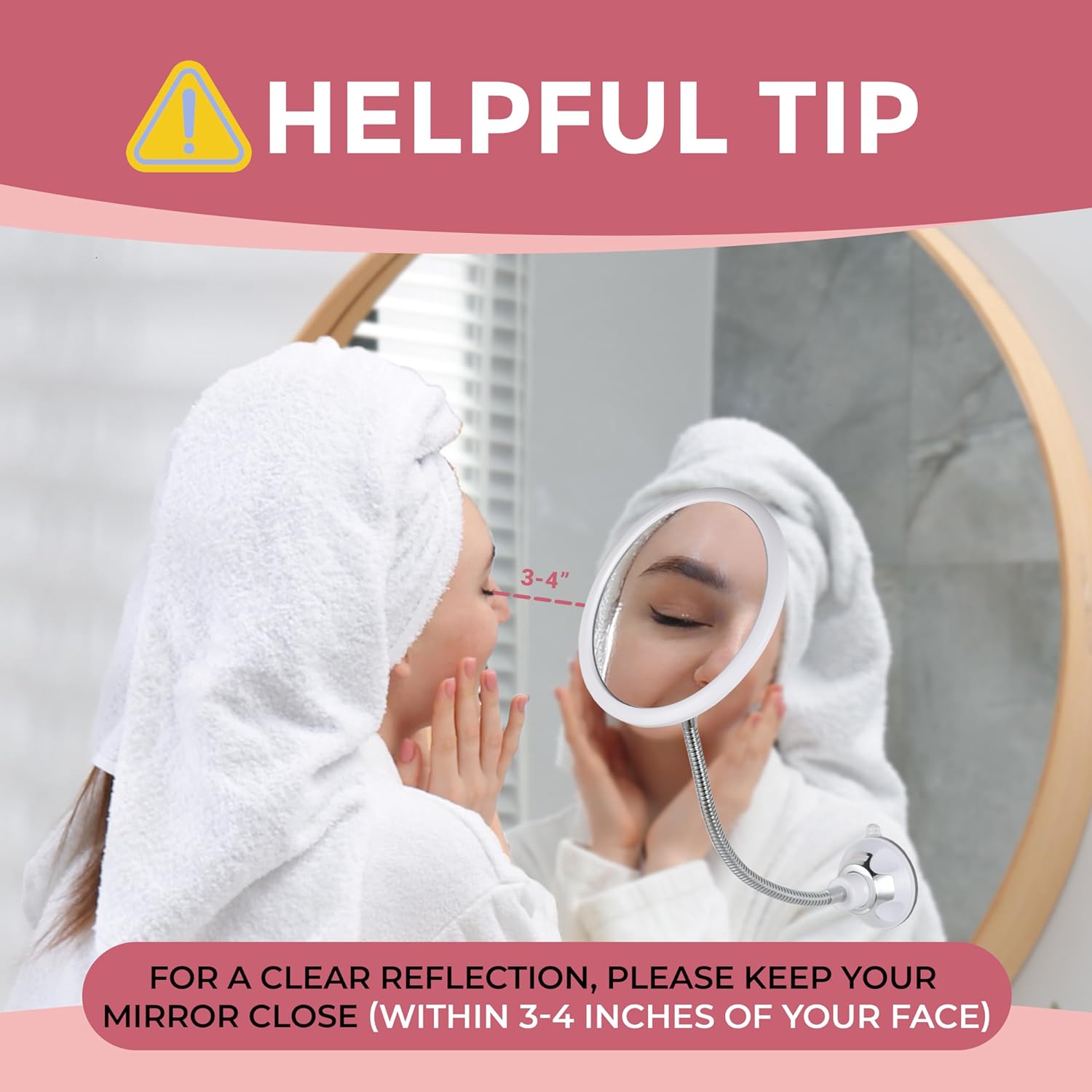 10X Magnifying Makeup Mirror with Flexible Gooseneck (Round)