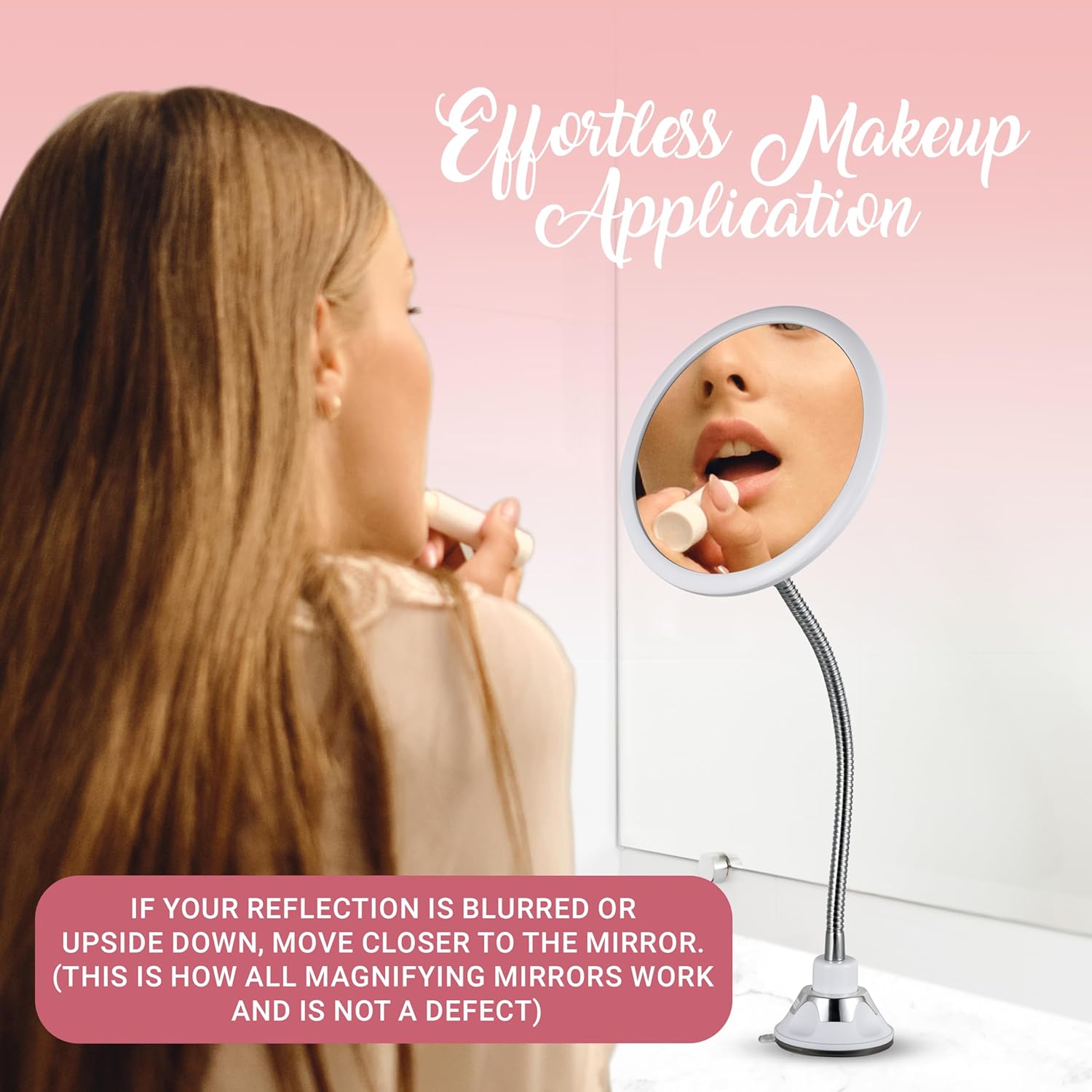 10X Magnifying Makeup Mirror with Flexible Gooseneck (Round)
