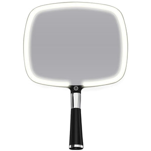 Lighted Travel Hand Mirror with Detachable Stand (Black)