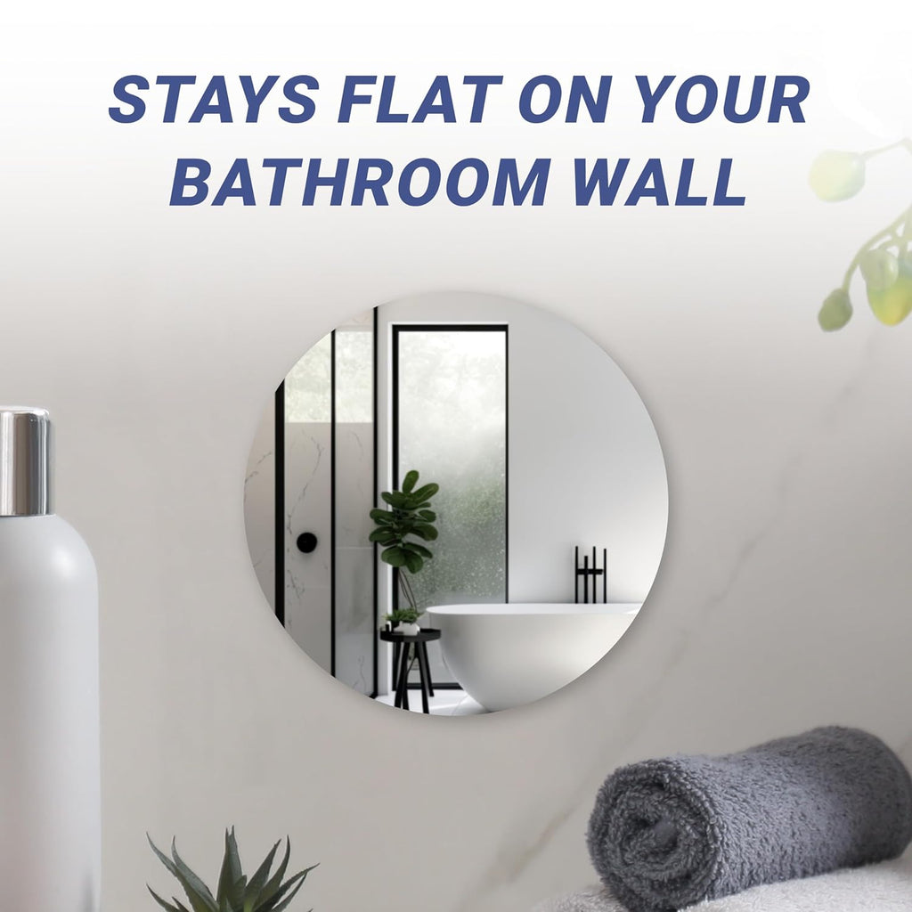 Sticky 3M Adhesive Anti-Fog Shaving Mirror - Peel and Stick Fogless Shower Mirror for Men - Frameless & Shatterproof Plastic Mirror - 6" Round