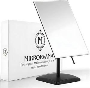 Large Tabletop Face Mirror in Gift Box, Non-magnifying (Black)