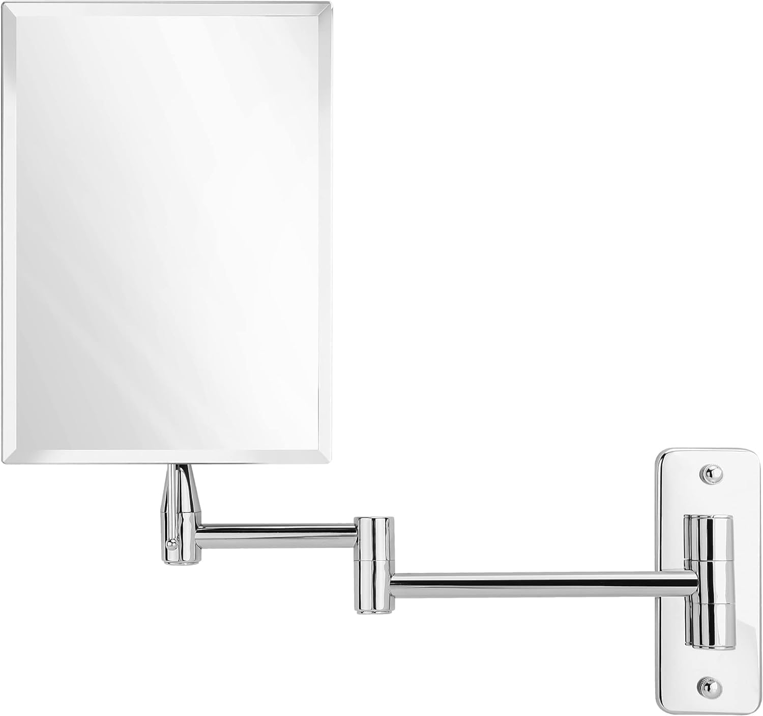 Frameless Rectangular Wall Mount Mirror with 11" Extendable Arm, No Magnification