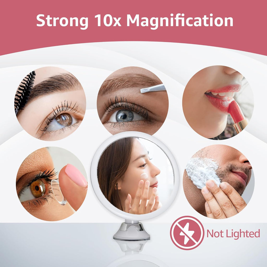 MIRRORVANA 10X Round Magnifying Mirror for Applying Makeup - Suction Cup Cosmetic Make Up Mirror, Ideal for Vanity, Bathroom, and Travel Use - 6.7" Diameter