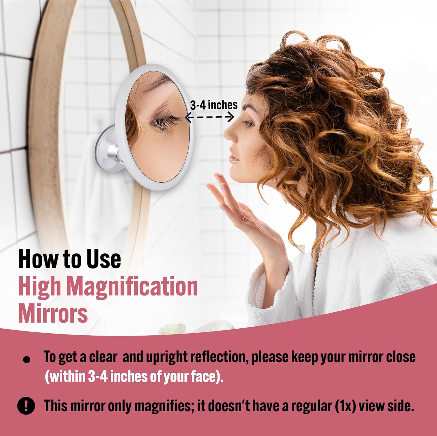 10X Magnifying Makeup Mirror with Suction Cup (Round)