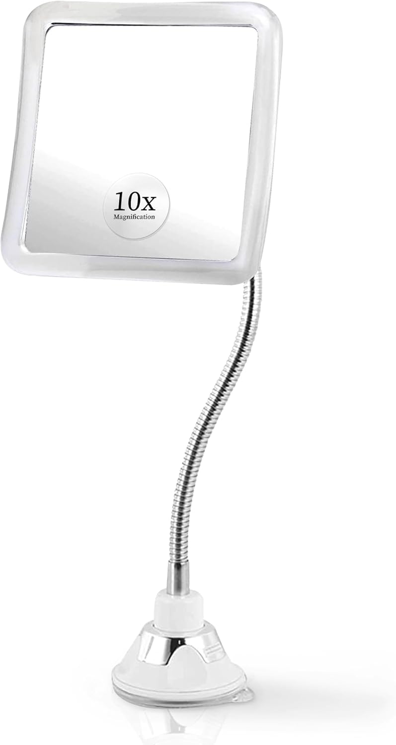 10X Magnifying Makeup Mirror with Flexible Gooseneck (Square)
