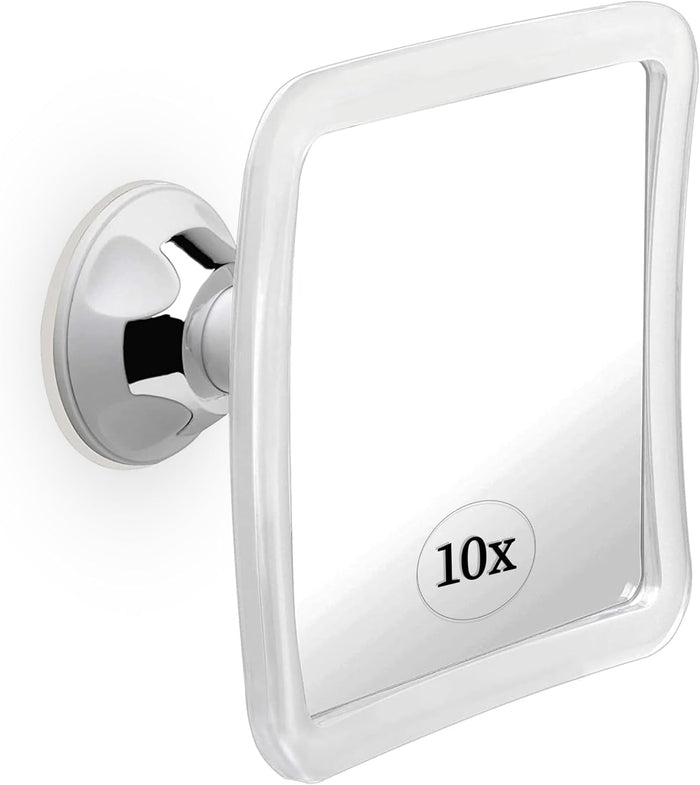 MIRRORVANA 10X Magnifying Makeup Mirror with Suction Cup - Suitable for Cosmetic, Vanity, Bathroom, and Travel Use - Designed for Precise Makeup Application and Skin Care - 6.3" x 6.3" (Square)